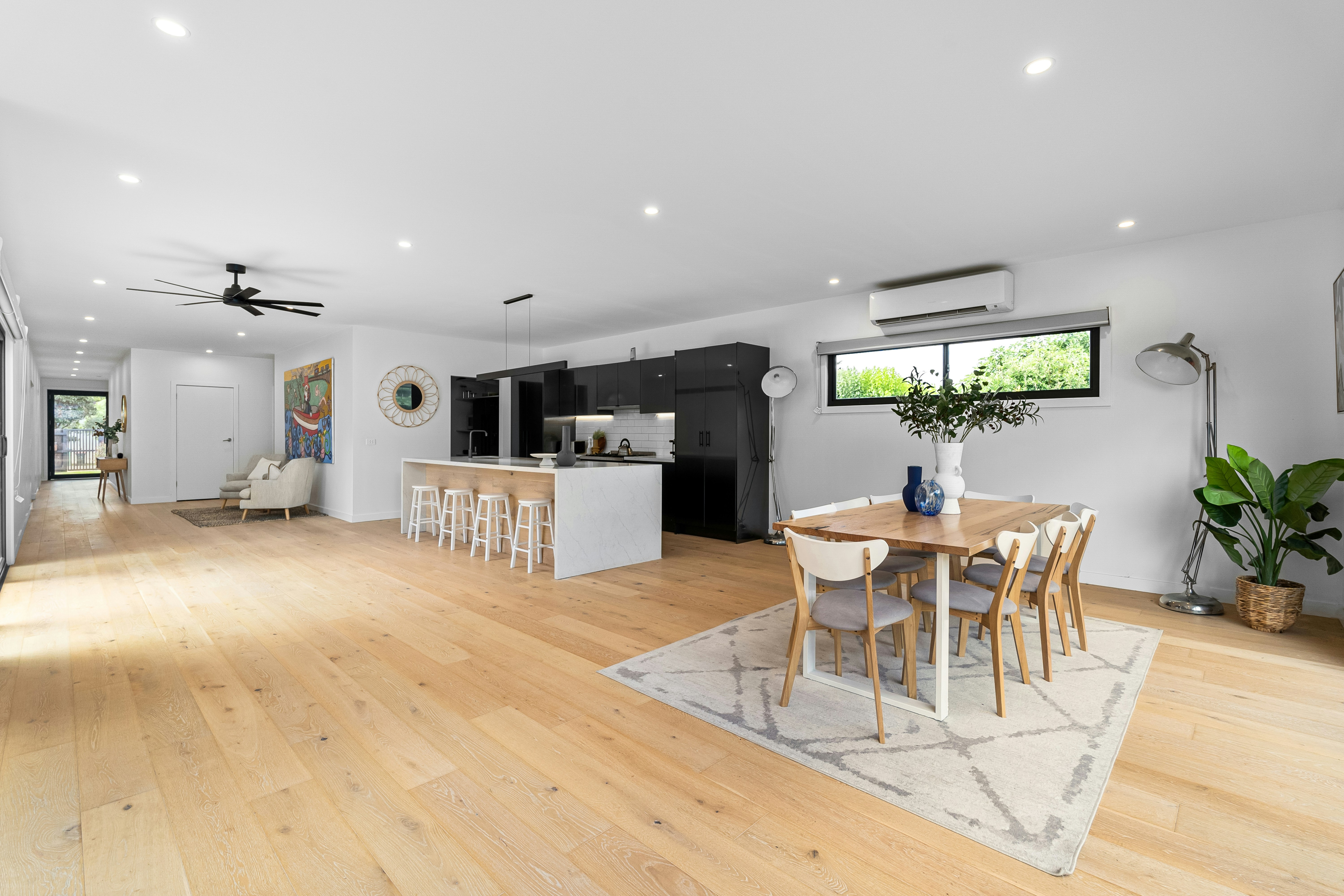 Finished open concept living space after renovation